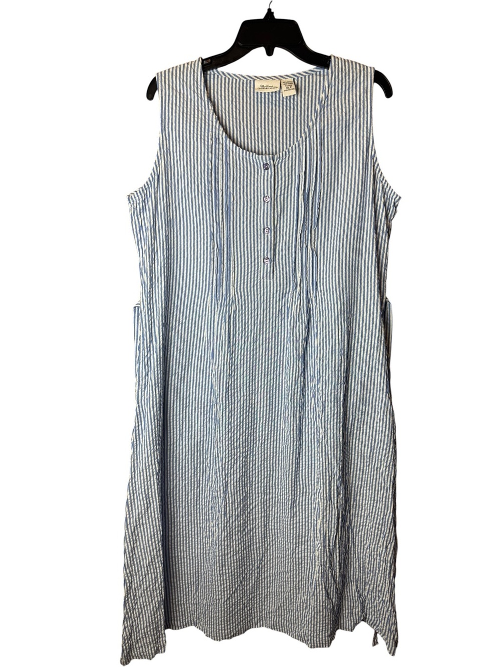 Vermont Country Store Seersucker Strip Sleeveless Dress
